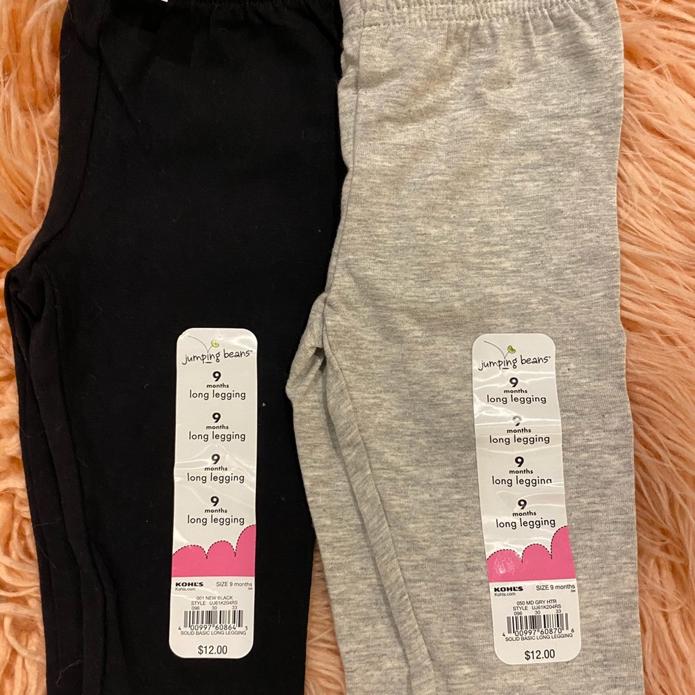 Jumping Bean 9 Month Leggings set of 2 NWT
